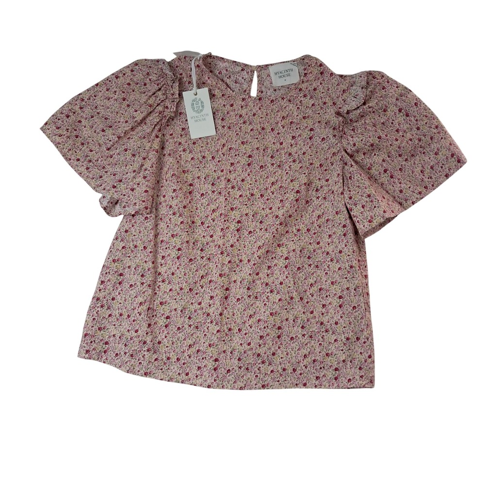 NWT Tuckernuck Hyacinth House Top Women Medium Pink Floral Flutter Cottagecore